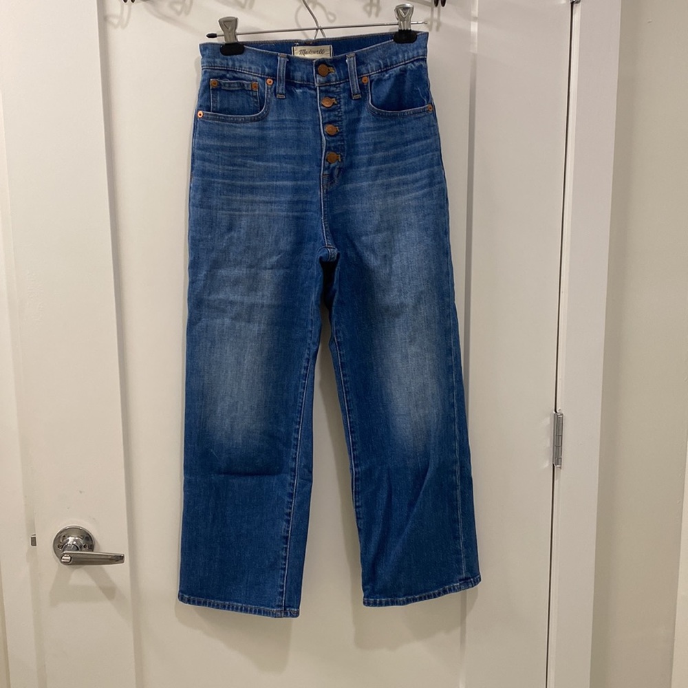 Madewell Slim Wide Leg Crop Jeans button fly